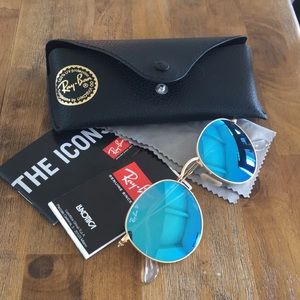 Ray ban gold and blue sunglasses
